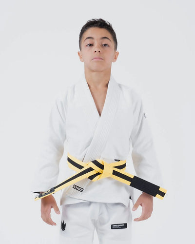 Kimono BJJ (GI) Kingz Kore Youth 2.0. Weiß mit weißem Gürtel