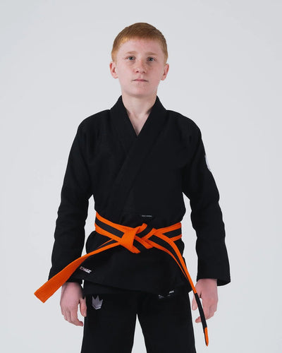 Kimono BJJ (Gi) Kingz Kore Youth 2.0. Negro con cinturón blanco