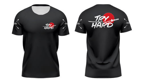 Rashguard Try Hard du manga court - noir