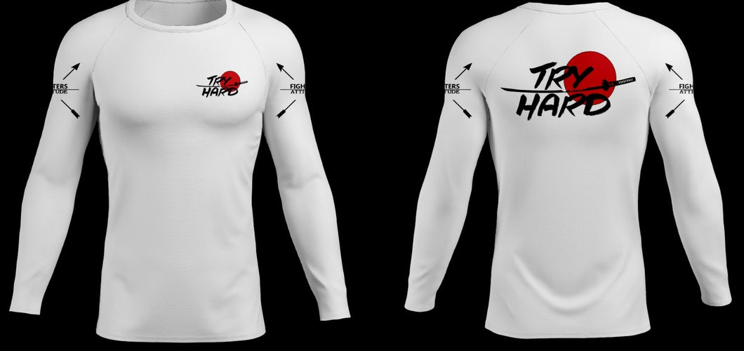 Rashguard Try Hard langarm- Weiss