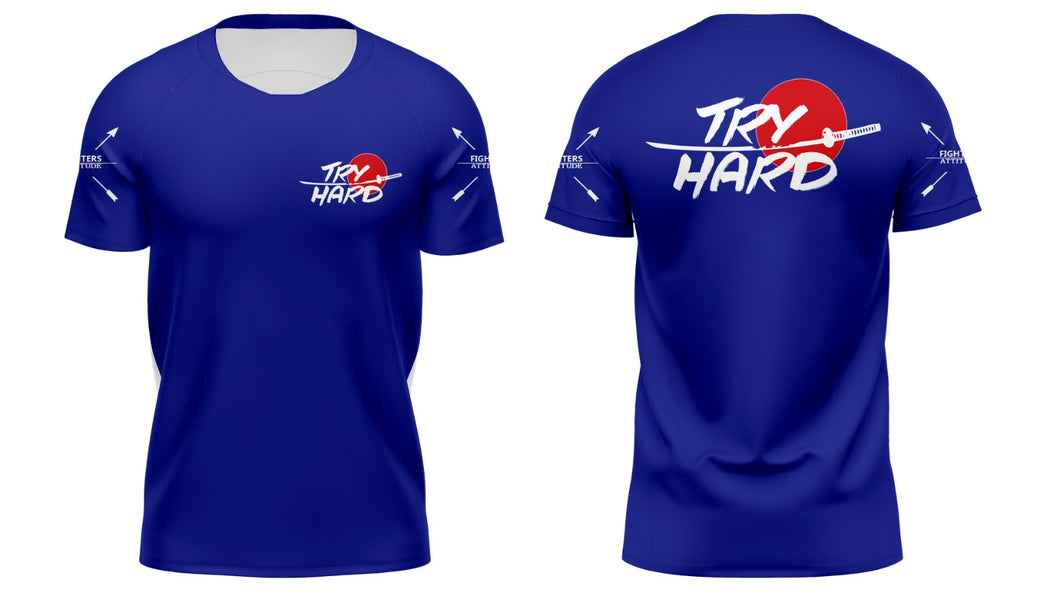 Rashguard Try Hard Manga Curta- Azul