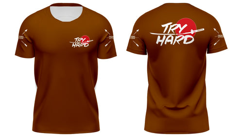 Rashguard Try Hard Manga Curta- Marrom