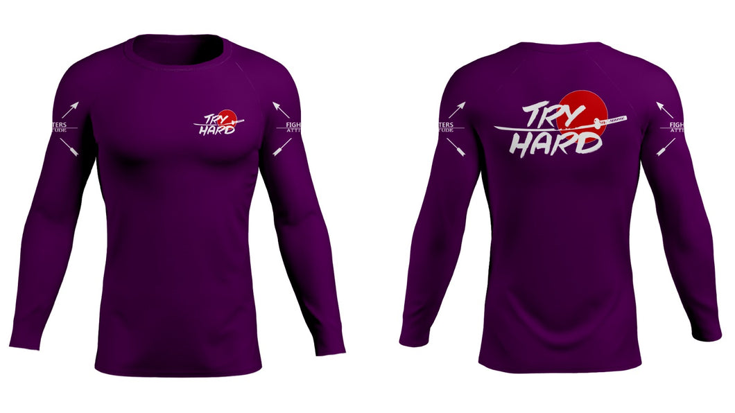 Rashguard Try Hard langarm- lila