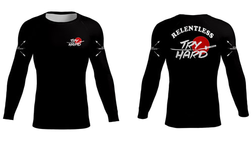 Rashguard Try Hard Relentless Manga Larga- Negro