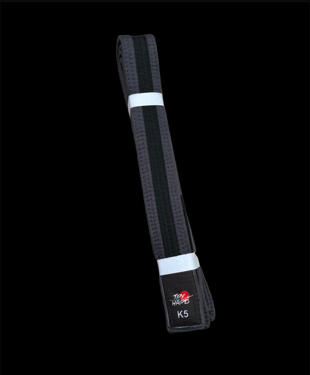 BJJ Try Hard-Gray / Black Children Belts v.2.