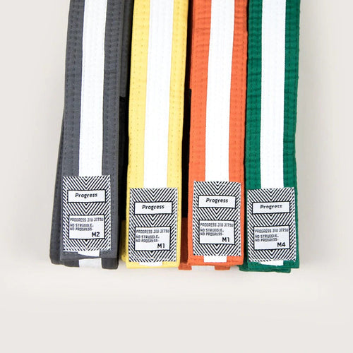 BJJ Progress-Gray Black Strip belts with white strip