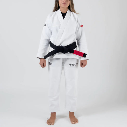 Kimono BJJ (GI) Maeda Red Label 3.0 Weiß für Frauen - Weißer Gürtel enthalten