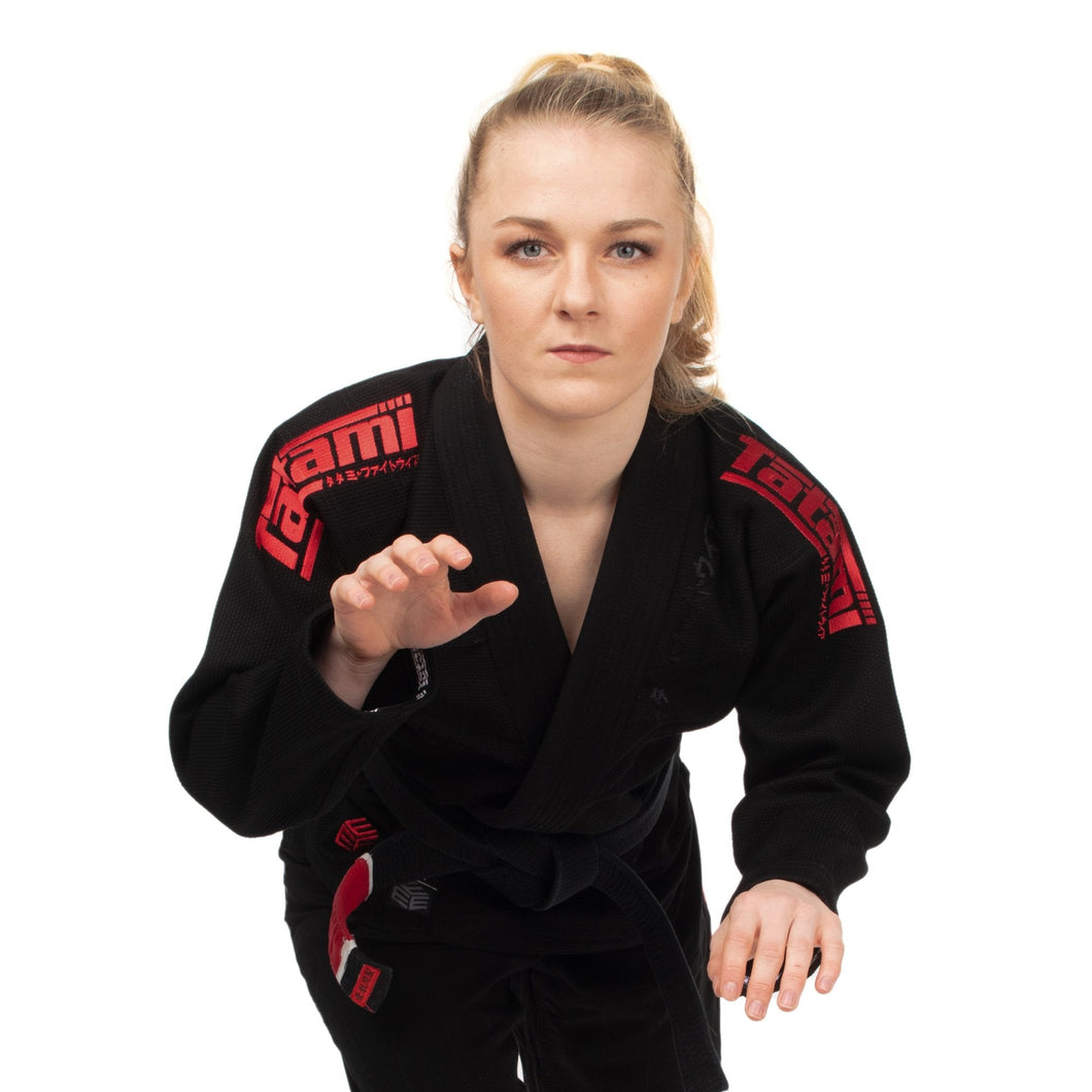 Kimono bjj (gi) tatami dames noir label-rouge en noir