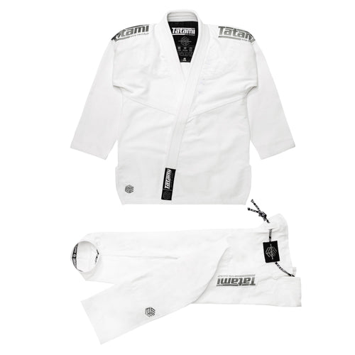 Kimono BJJ (Gi) Tatami Estilo Black Label- Gris en Blanco